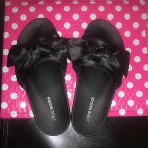Steve Madden Silky Satin Bow Slide Sandals